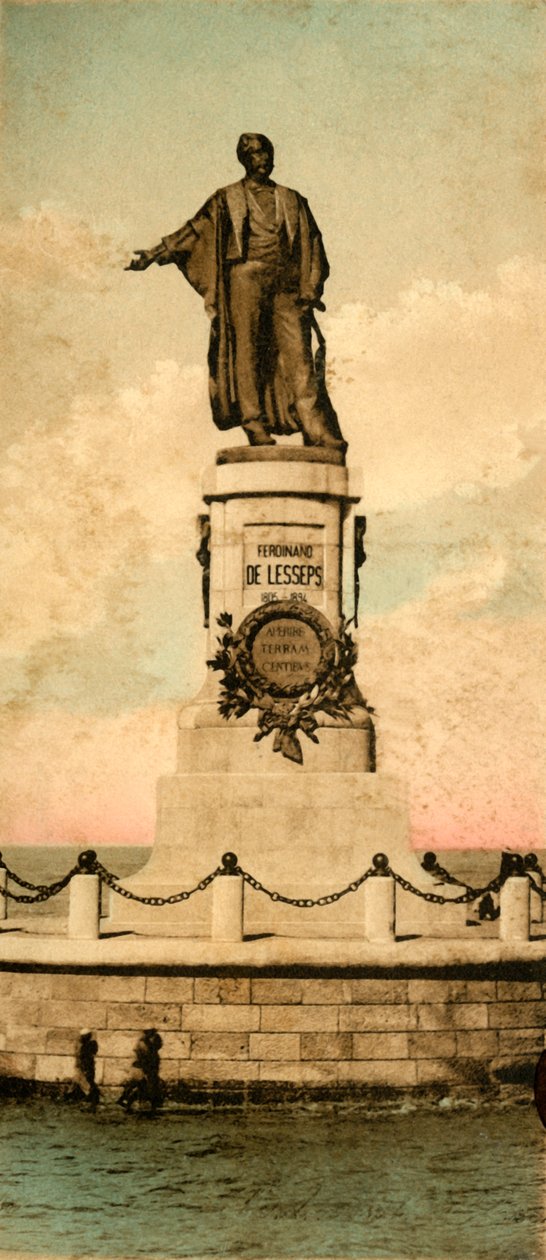 塞得港。 -费迪南德·德·莱瑟普（Ferdinand de Lesseps）雕像，c1918-c1939。 作者 不明
