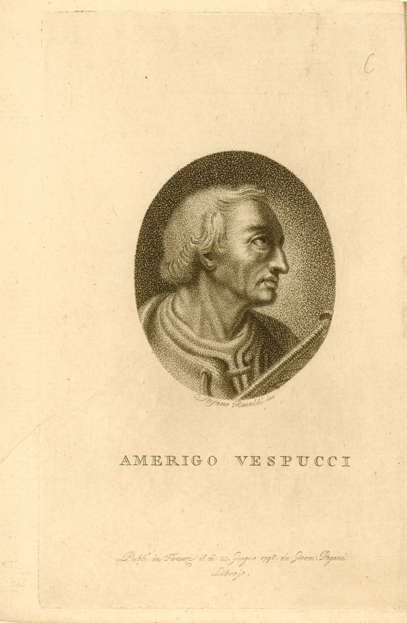 亚美利哥·维斯普奇（Amerigo Vespucci）肖像，1798年。 作者 不明