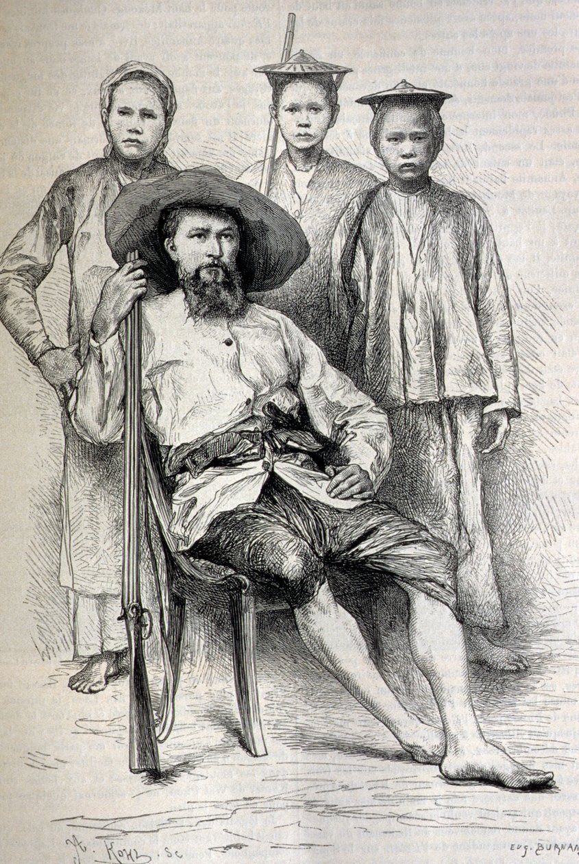 奥古斯特·帕维 (1847-1925) 法国探险家和印度支那外交官的肖像 - 版画 作者 不明
