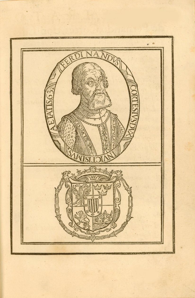 赫尔南·科尔特斯（HernánCortés）1485-1547年肖像，附有徽章，1588年。 作者 不明