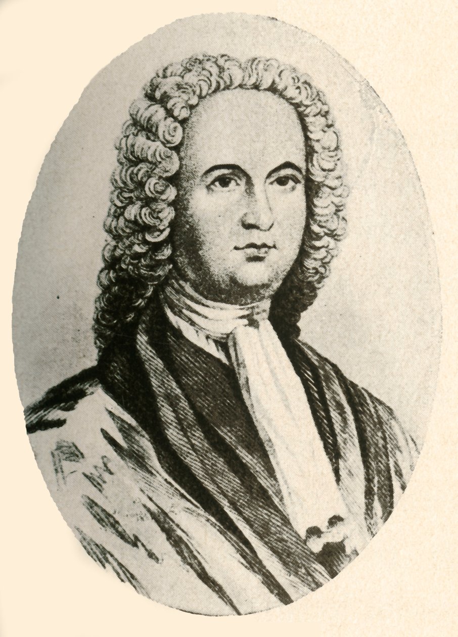 詹姆斯·洛根（James Logan）的肖像，穿着假发和司法长袍，1745年在宾夕法尼亚州穿着，1937年。 作者 不明