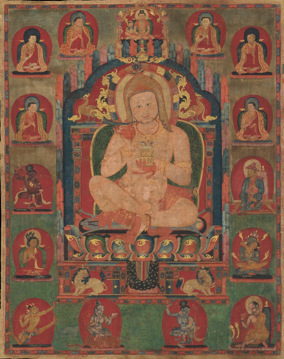 喇嘛和玛哈希达斯参加的Jnanatapa肖像，ca。 1350。 作者 不明