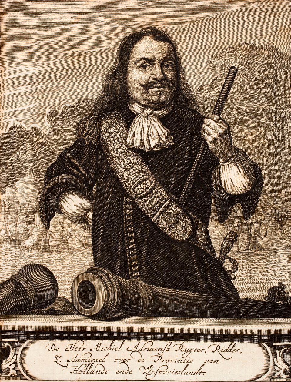 米歇尔·德·鲁伊特（Michiel de Ruyter）肖像1607-1676来自：战争现场，1675年。 作者 不明