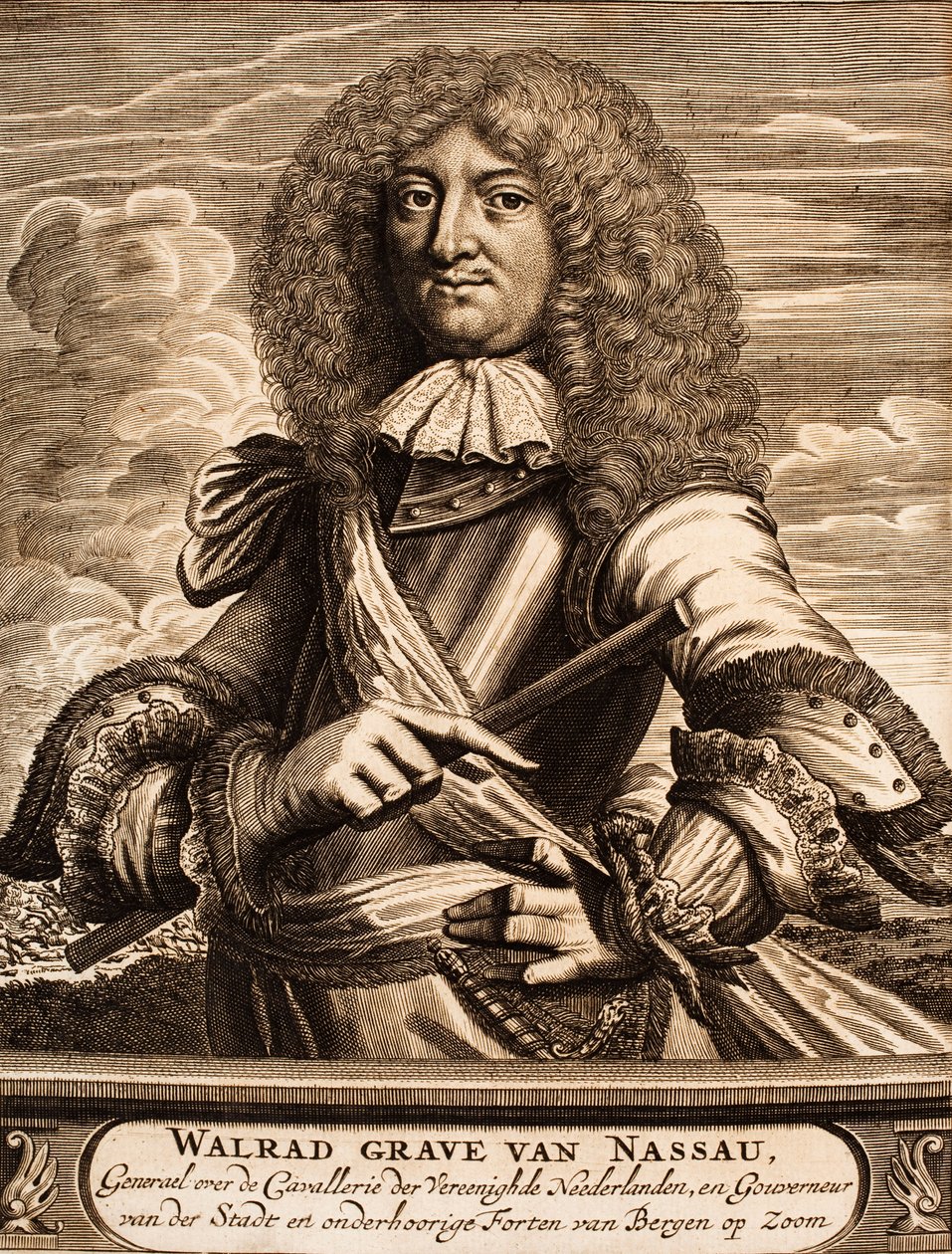 拿骚-乌辛根（Nassau-Usingen）瓦尔拉德亲王的肖像1635-1702年来自：战争现场，1675年。 作者 不明