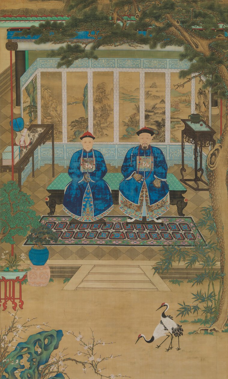 18世纪末至19世纪初，皇帝御史和他的妻子的画像。 作者 不明