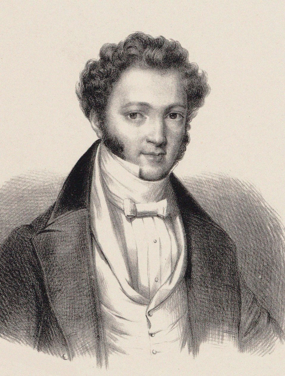 钢琴家和作曲家Ignaz Moscheles 1794-1870的肖像，1835年。 作者 不明