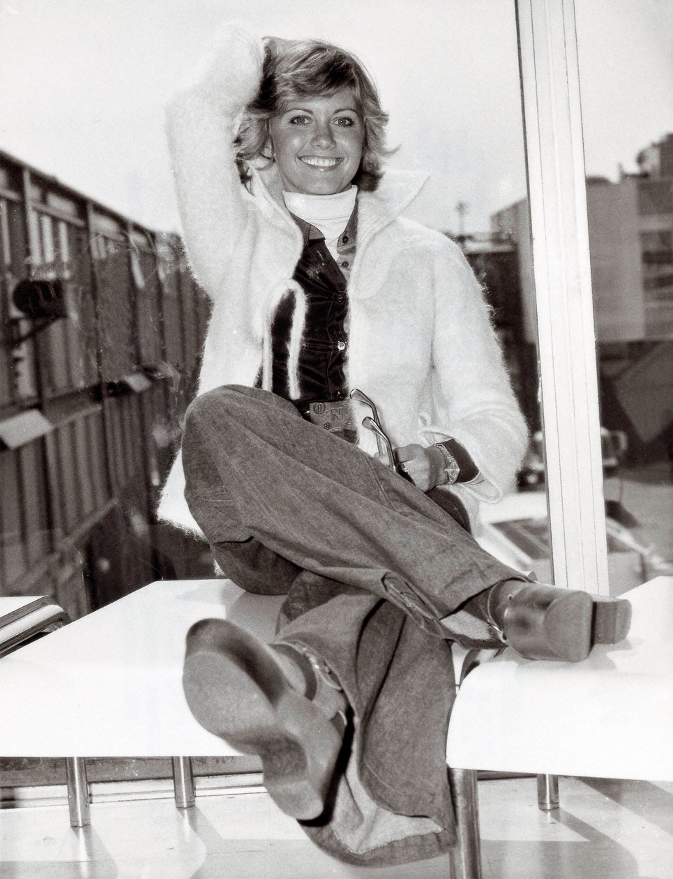 Portrait of the Australian singer and comedian Olivia Newton John (b.1949), London, 23/05/1975 (b/w photo) 作者 不明
