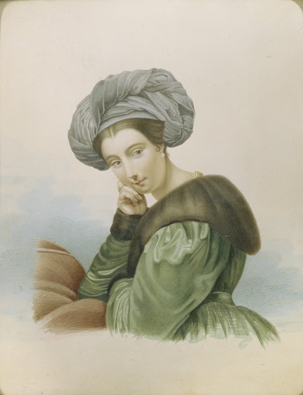 女演员叶卡捷琳娜·塞米诺诺娃（Ekaterina Semyonova）1786-1849年肖像，19世纪初。 作者 不明