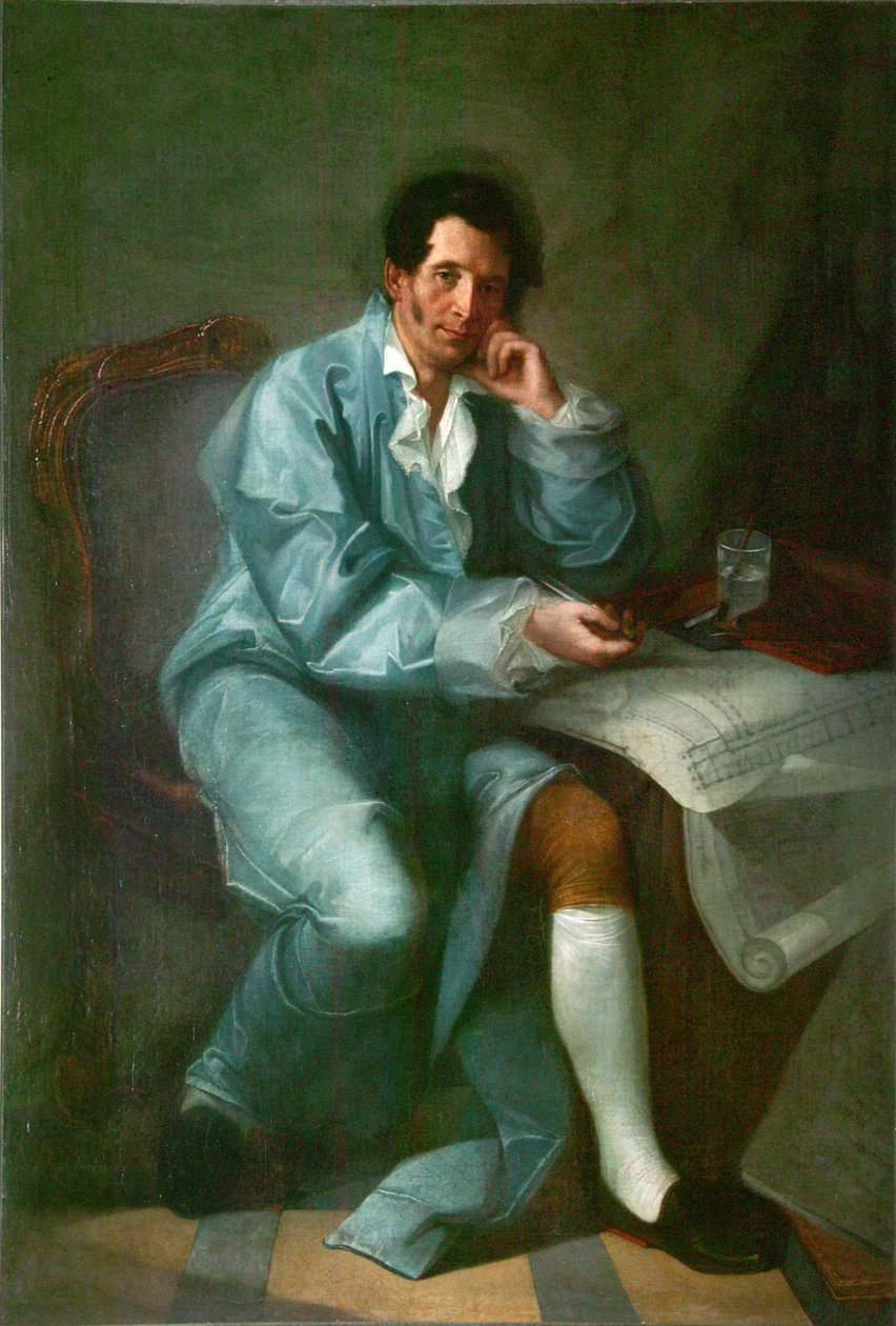 建筑师Jean-Baptiste Vallin de la Mothe的肖像，1729-1800。    作者 不明