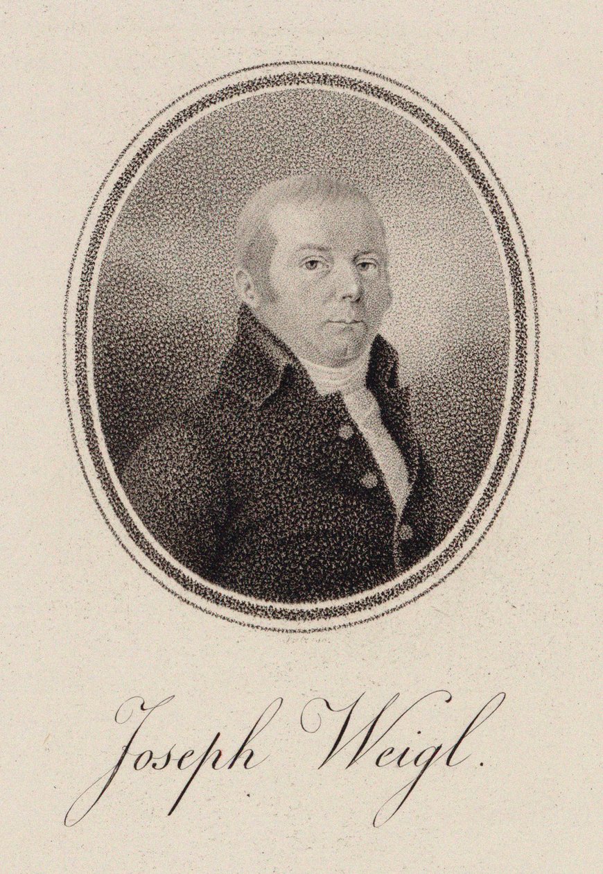 大提琴家Joseph Franz Weigl 1740-1820的肖像，约1785年。 作者 不明