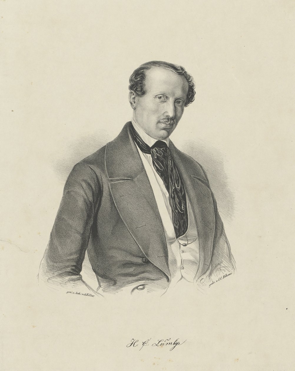作曲家汉斯·克里斯蒂安·伦贝（Hans Christian Lumbye）的肖像1810-1874，c。 1850年。 作者 不明