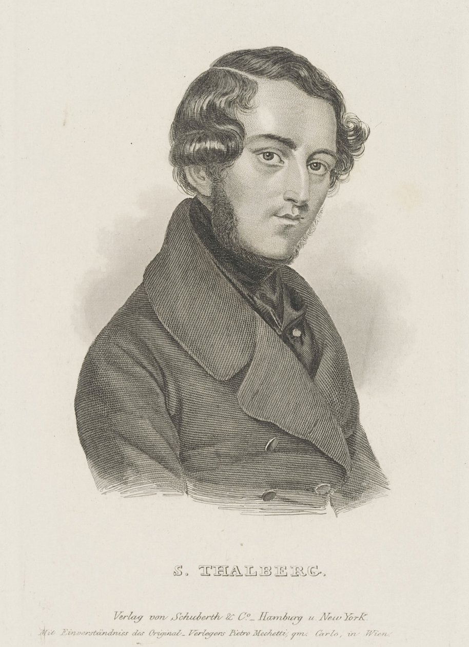 钢琴家和作曲家Sigismund Thalberg的肖像1812-1871年，c。 1850年。 作者 不明