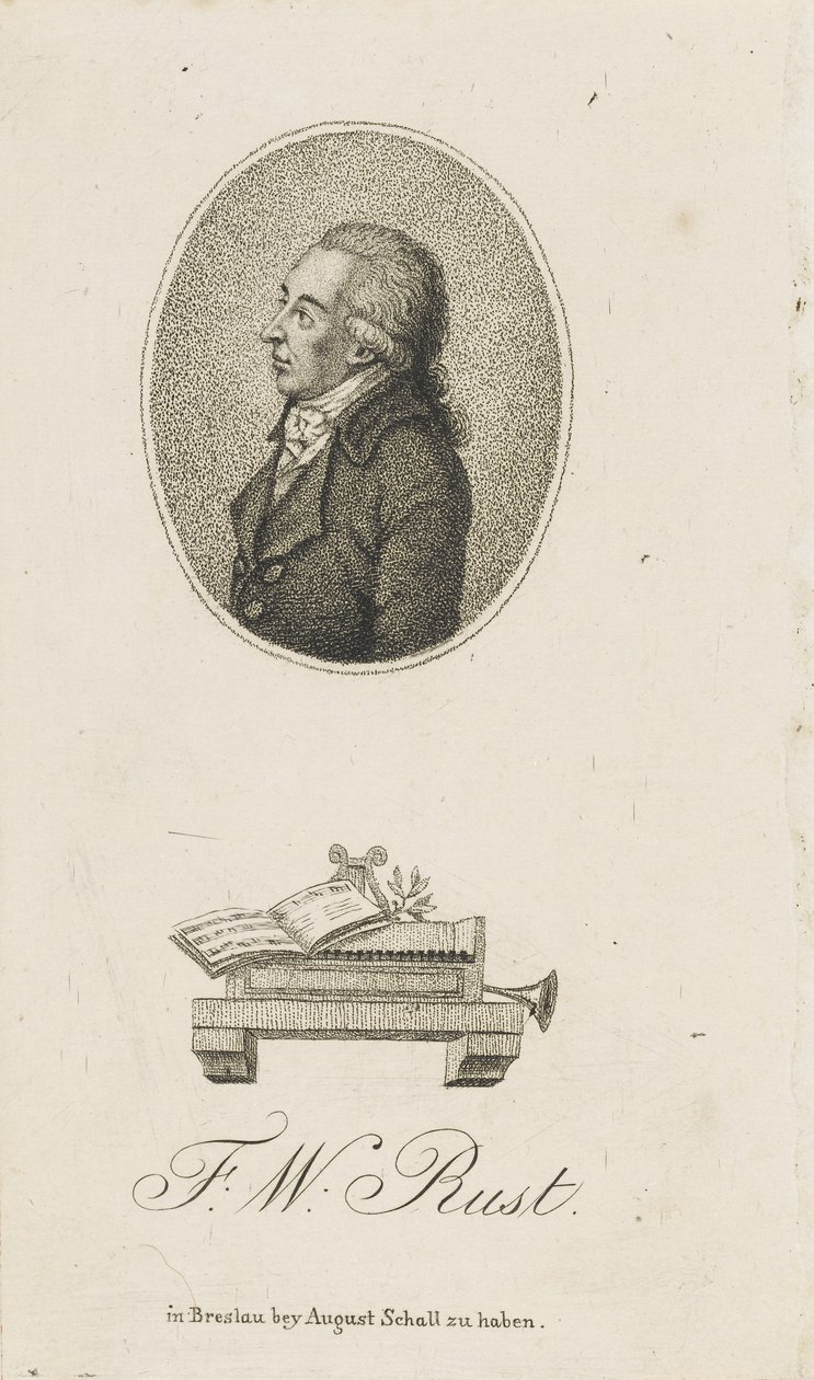 小提琴家和作曲家弗里德里希·威廉·鲁斯特（Friedrich Wilhelm Rust）1739-1796的画像，c。 1800。 作者 不明