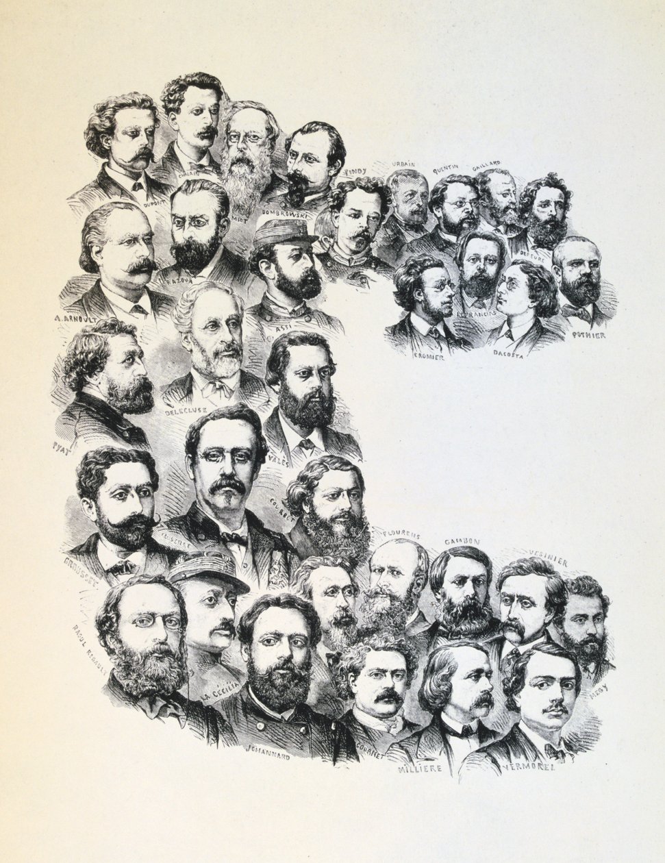 带公社肖像的海报，巴黎公社，1871年。 作者 不明