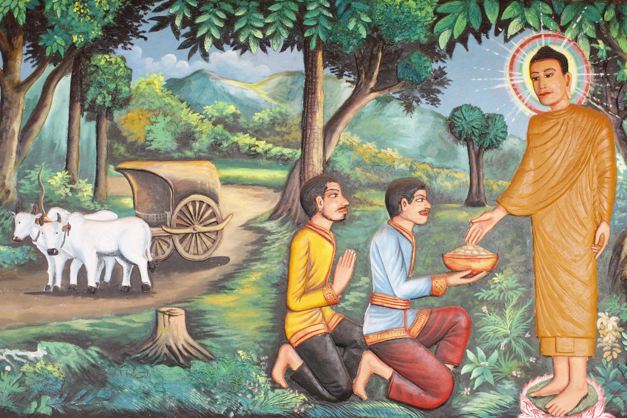 Preah Prom Rath Monastery Life of the Buddha Siddhartha Gautama 收到了柬埔寨暹粒两位婆罗门的食物 作者 不明