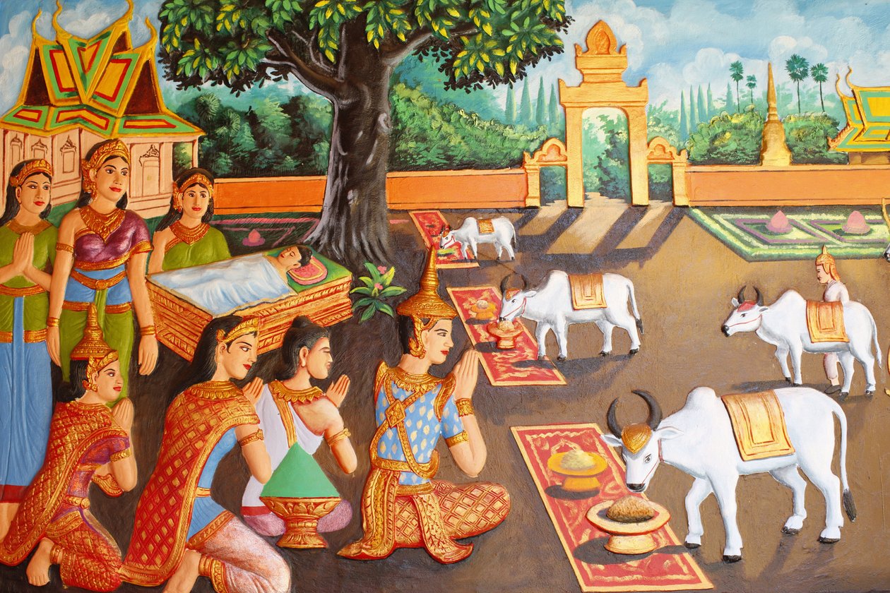 Preah Prom Rath MonasteryLife of the BuddhaThe young Siddhartha Gautama and his mother during a farmers