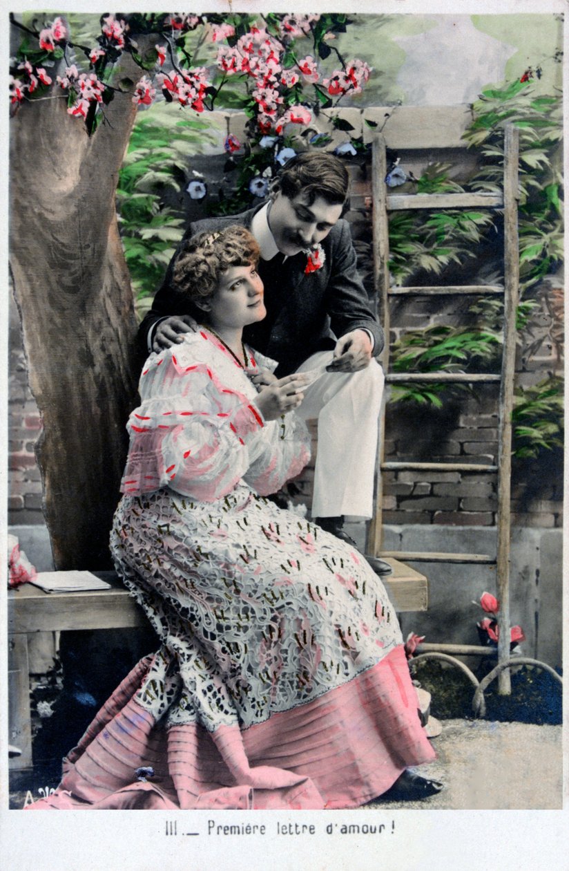 首映情书，老式的法国明信片，c1900 作者 不明