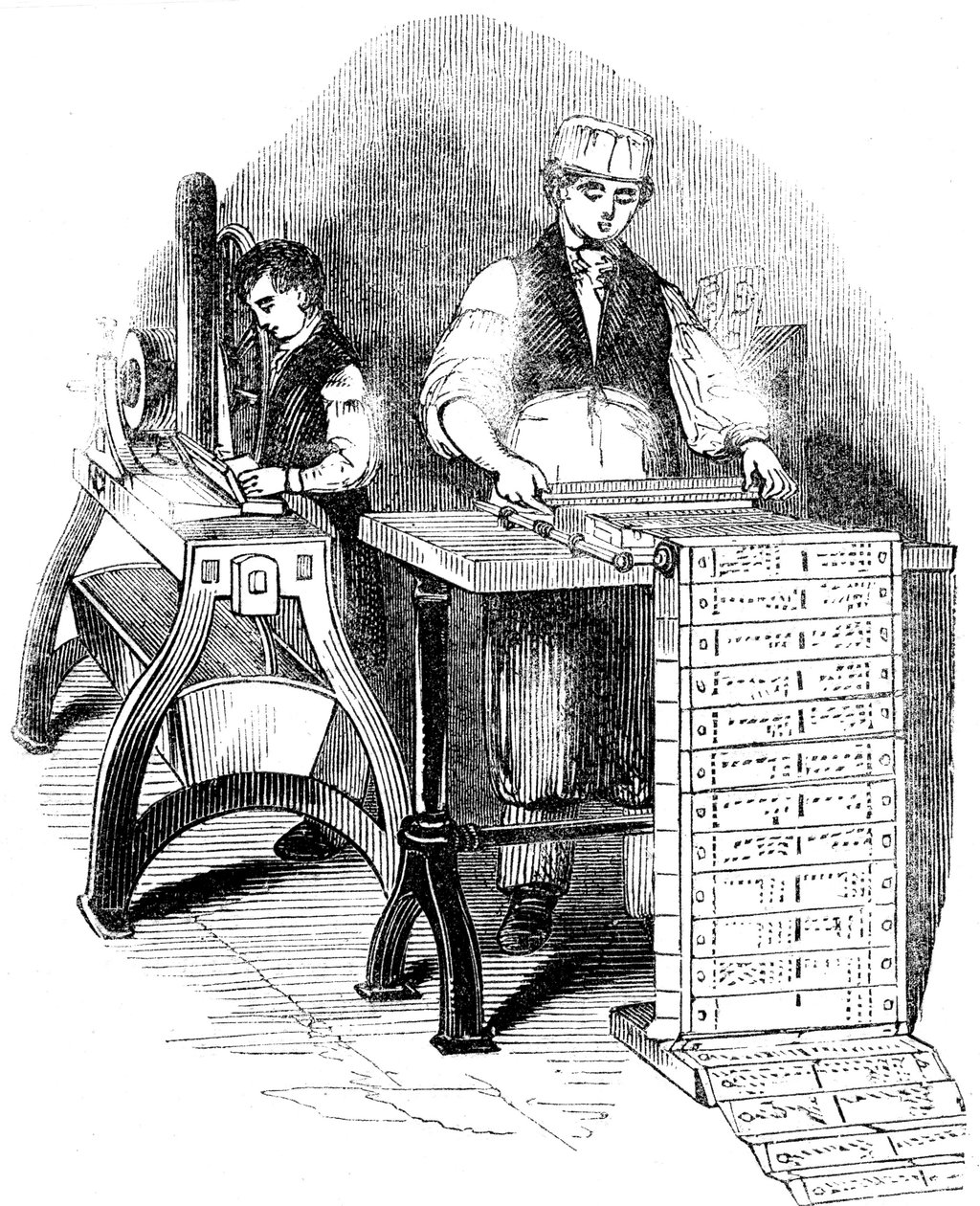 为提花织机准备打孔的卡片，1844年 作者 不明