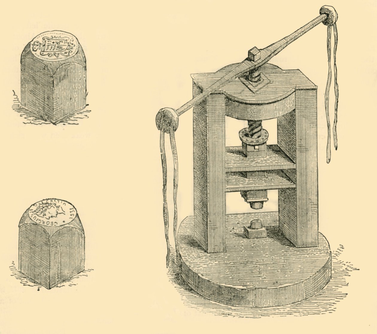 铸币厂以前使用的冲压模具，c1872。 作者 不明