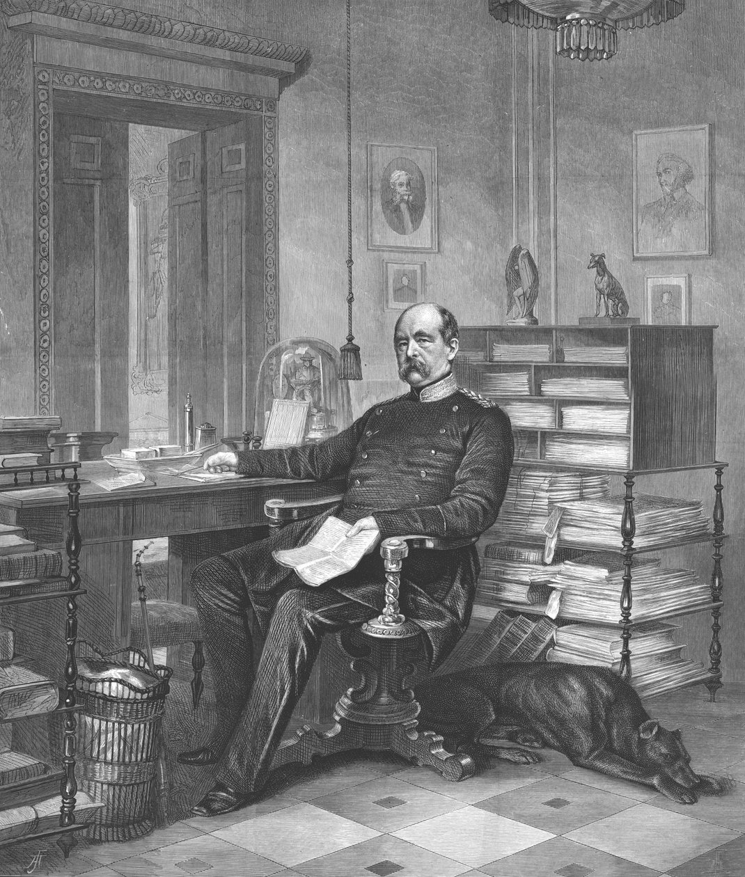 875斯麦王子在他的书房中，1875年 作者 不明