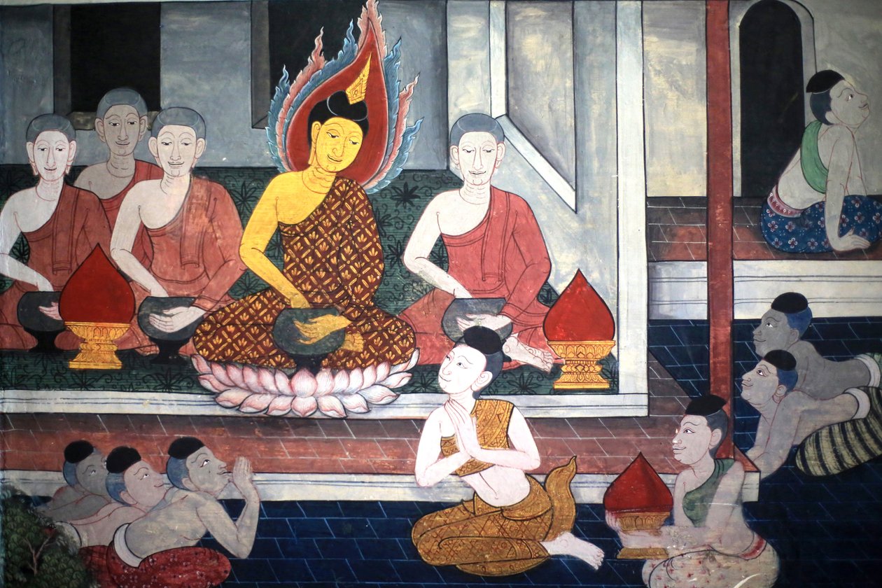 Prince Rama. Mural detail on inner walls of the Vihara from the era of king Rama III depicting the Ramakian. Wat Pho - Wat Phra Chettuphon. 1788. Bangkok. Thailand 作者 不明