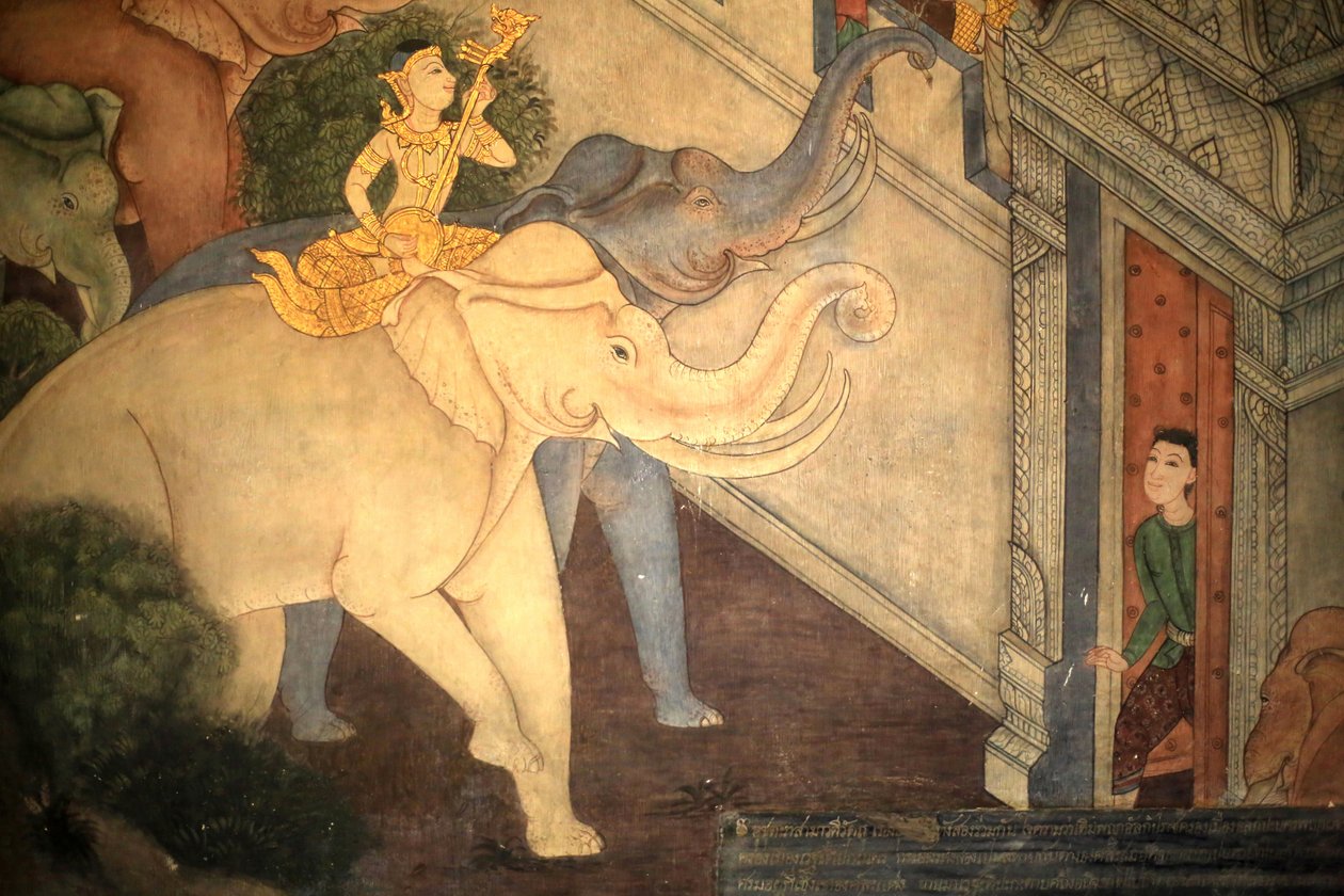 Prince Rama. Mural detail on inner walls of the Vihara from the era of king Rama III depicting the Ramakian. Wat Pho - Wat Phra Chettuphon. 1788. Bangkok. Thailand 作者 不明