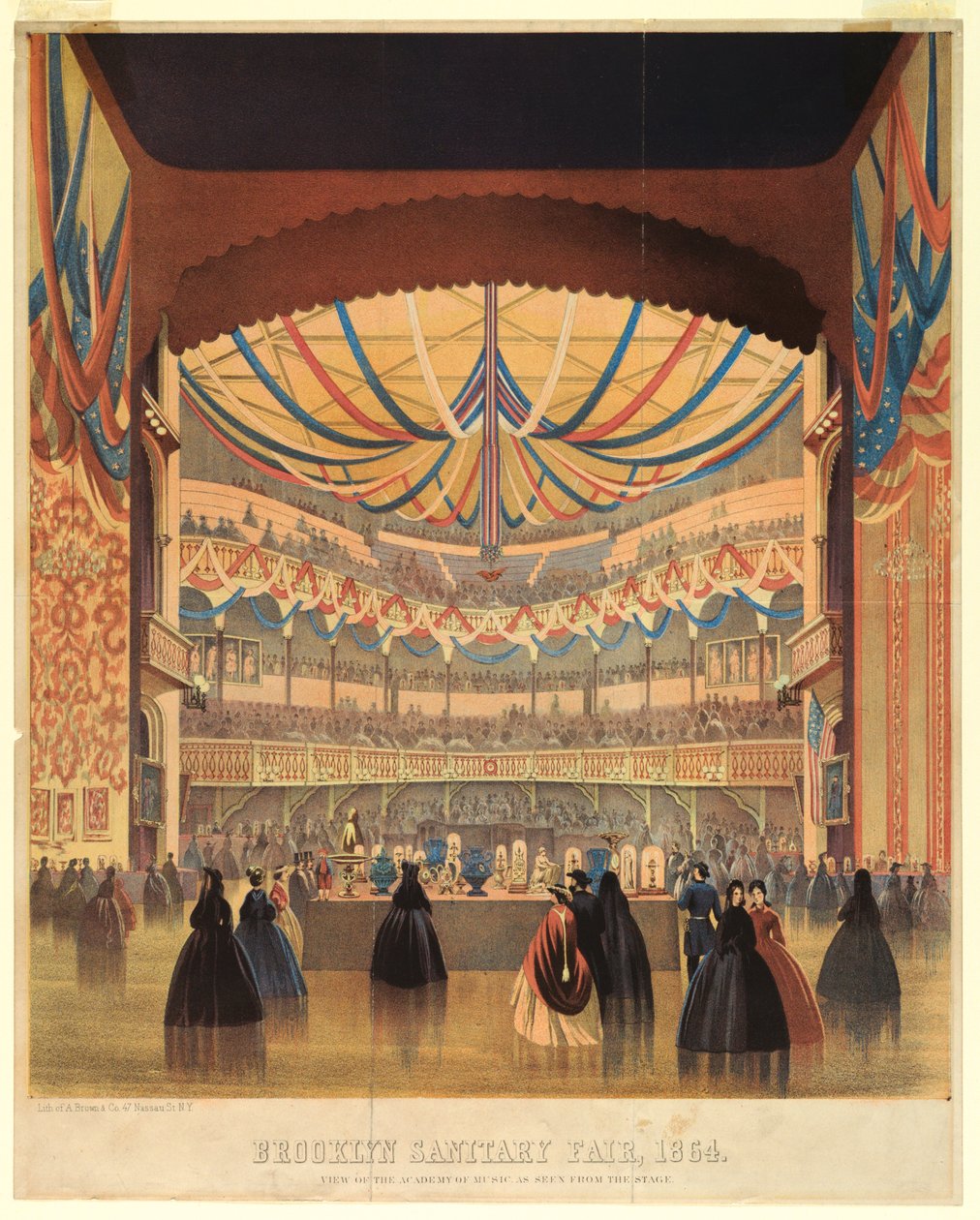 音乐学院1864年布鲁克林卫浴展印刷品 作者 不明