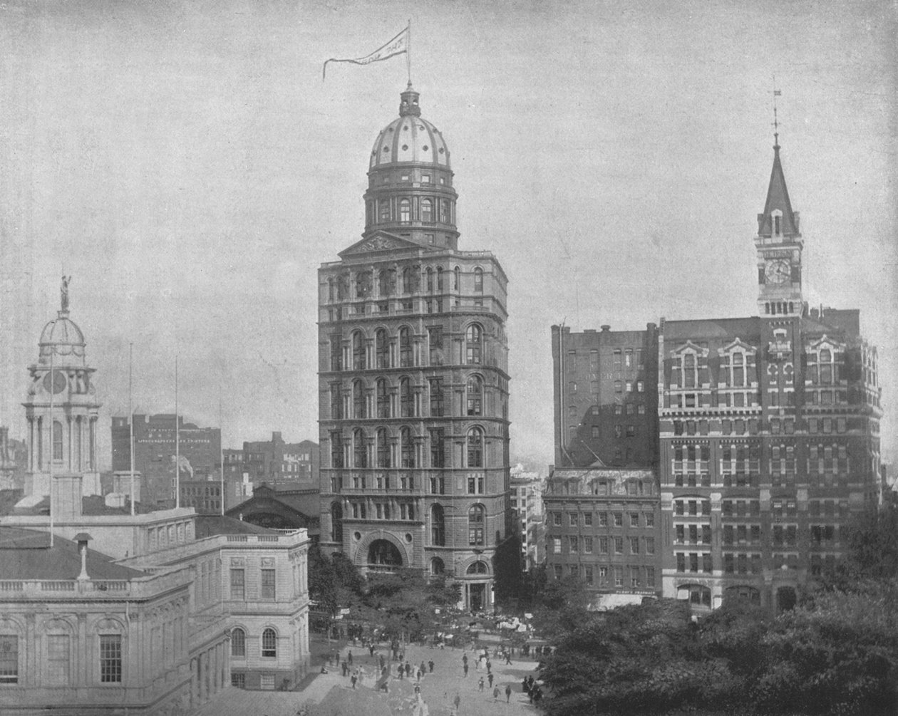 美国纽约印刷厂广场，约摄于1900年。 作者 不明