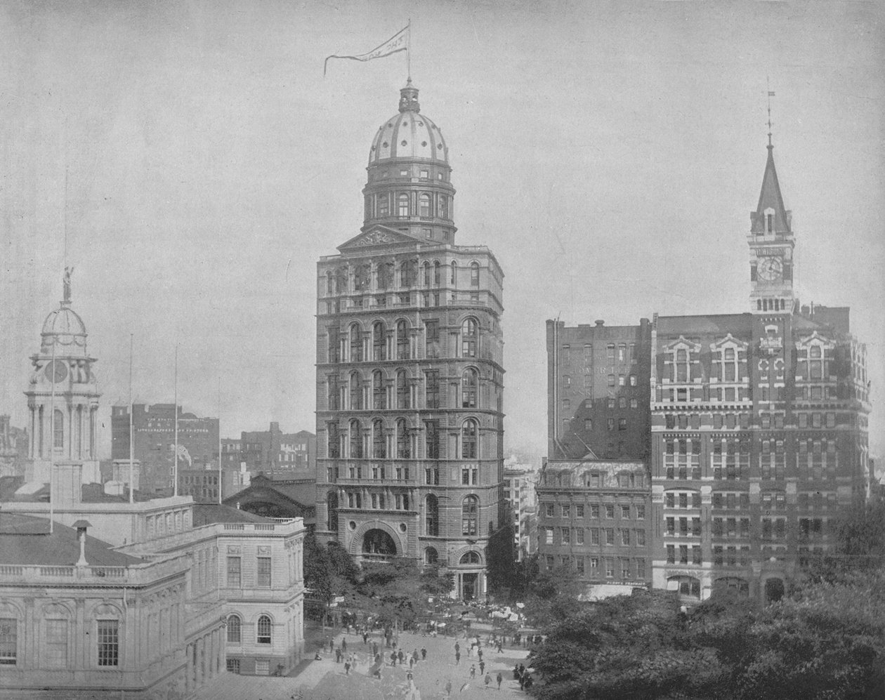 纽约印刷厂广场，约建于1897年。 作者 不明