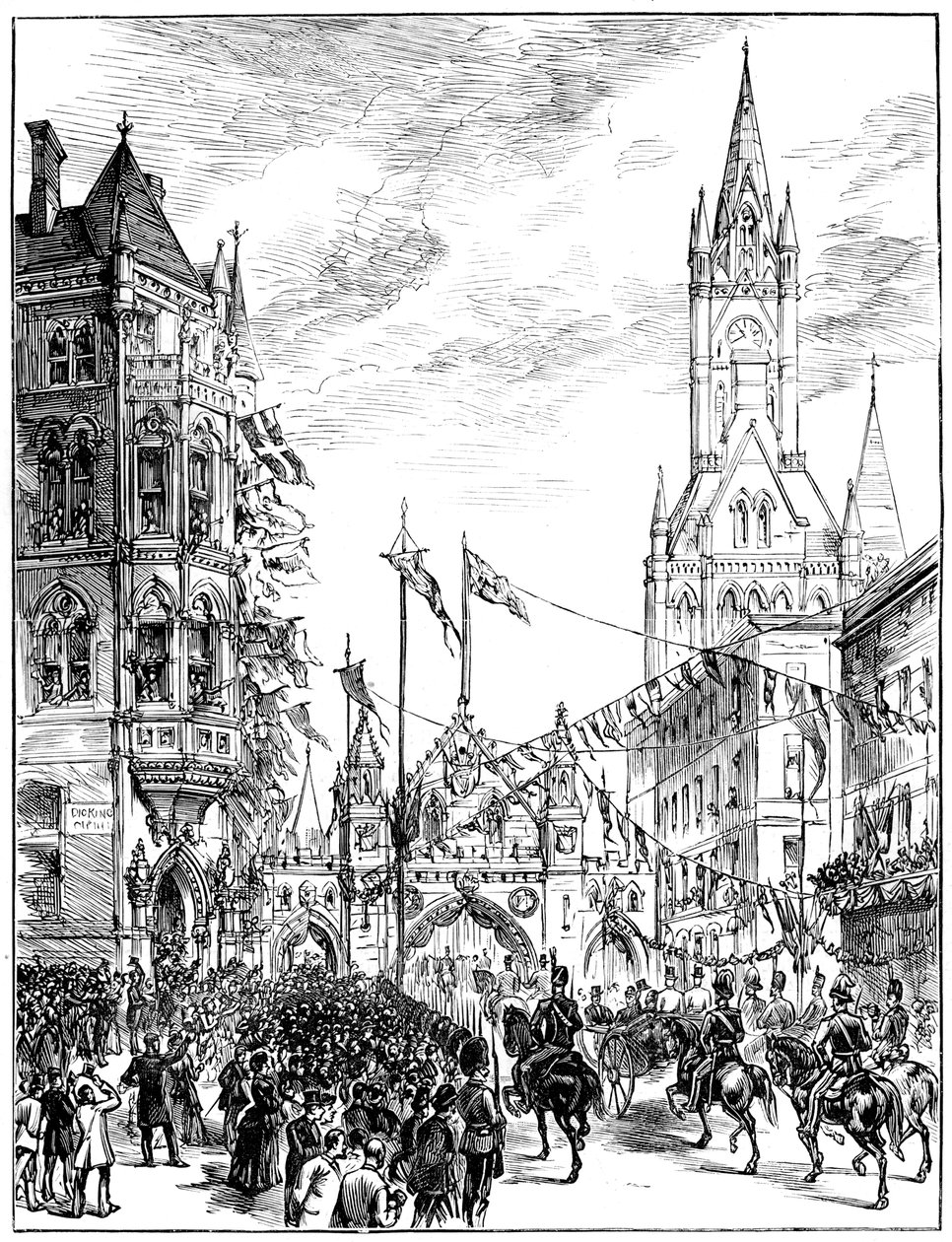 游行临近曼彻斯特市政厅，1887年 作者 不明