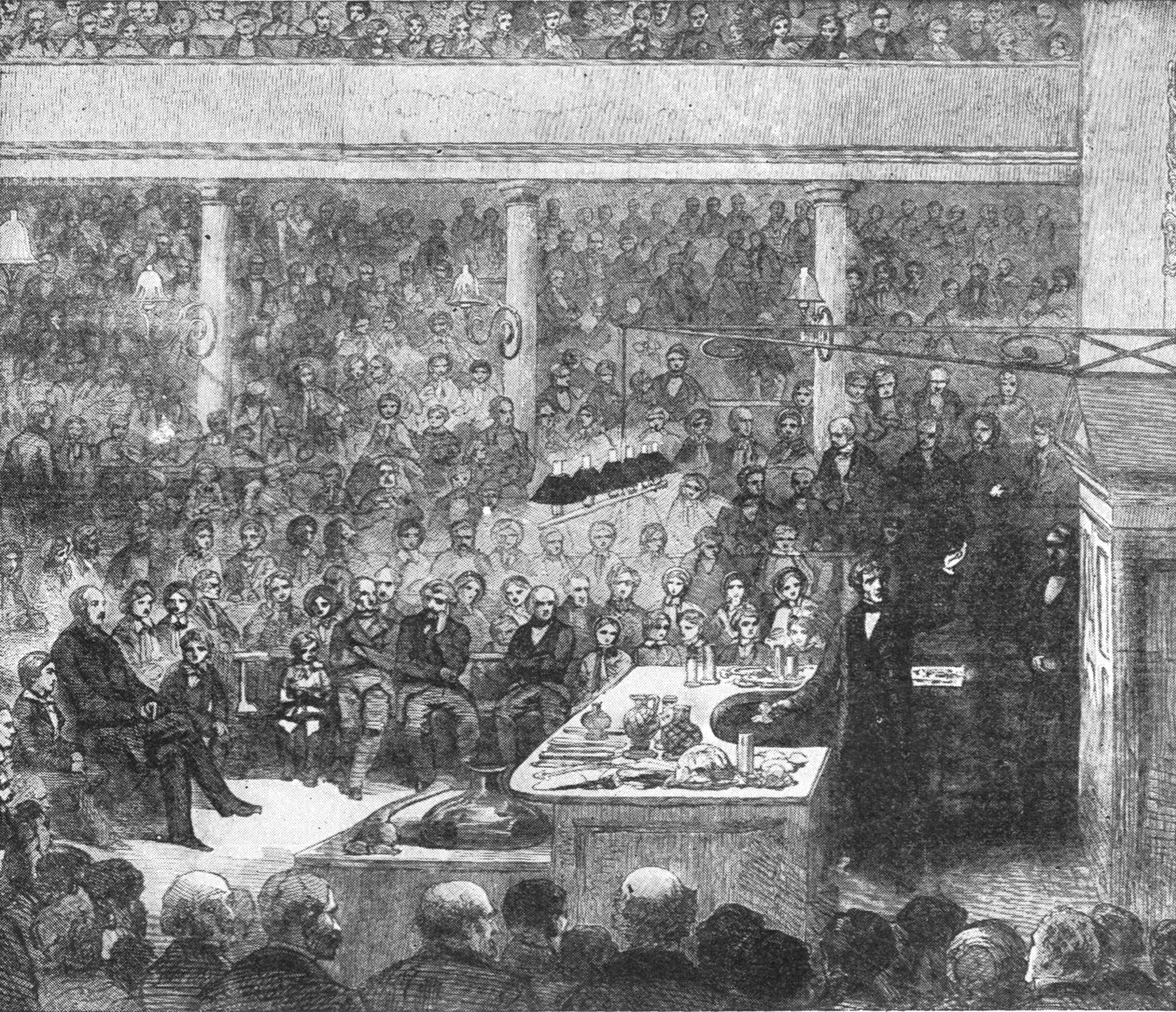 法拉第教授在皇家学院讲学... 1856年，1901年。 作者 不明