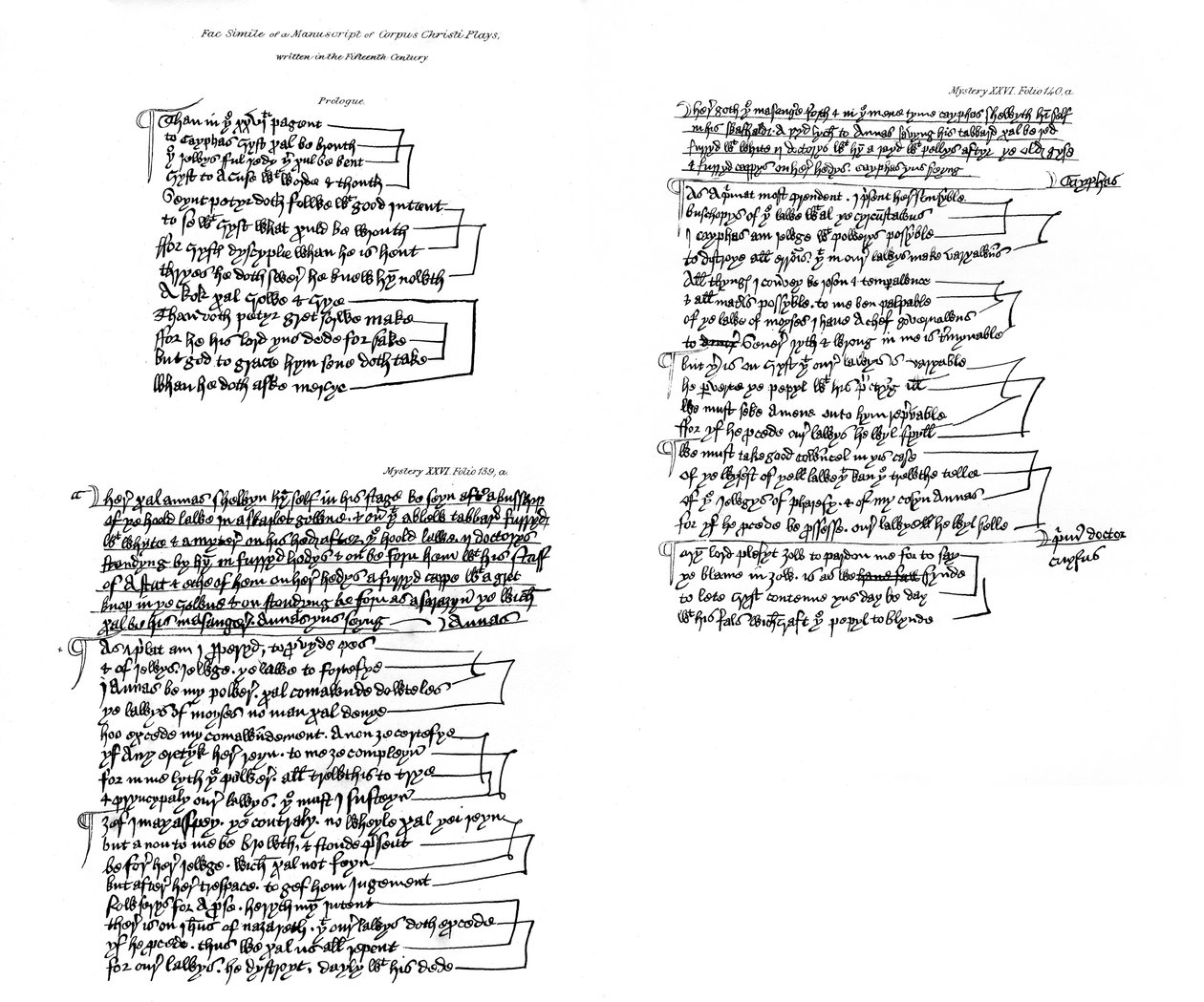 15世纪，1840年，科珀斯·克里斯蒂（Corpus Christi）戏剧手稿的序言和文字 作者 不明
