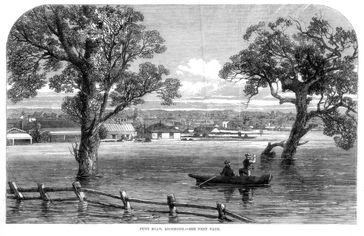 里士满邦特路（Punt Road），澳大利亚墨尔本，1864年的洪水 作者 不明