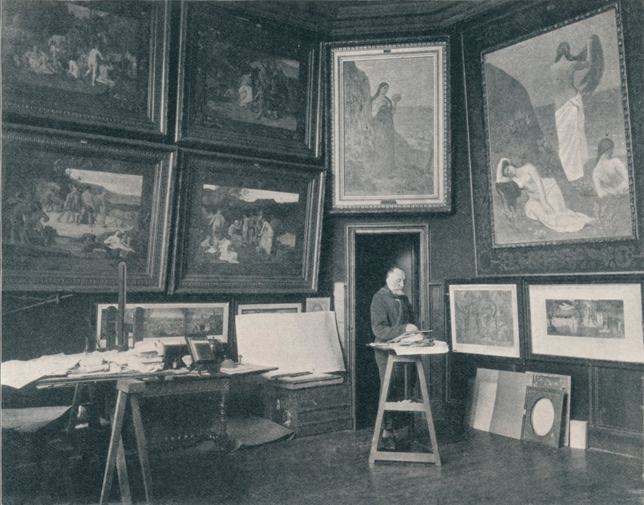 Puvis De Chavannes在他的工作室，c1897 作者 不明