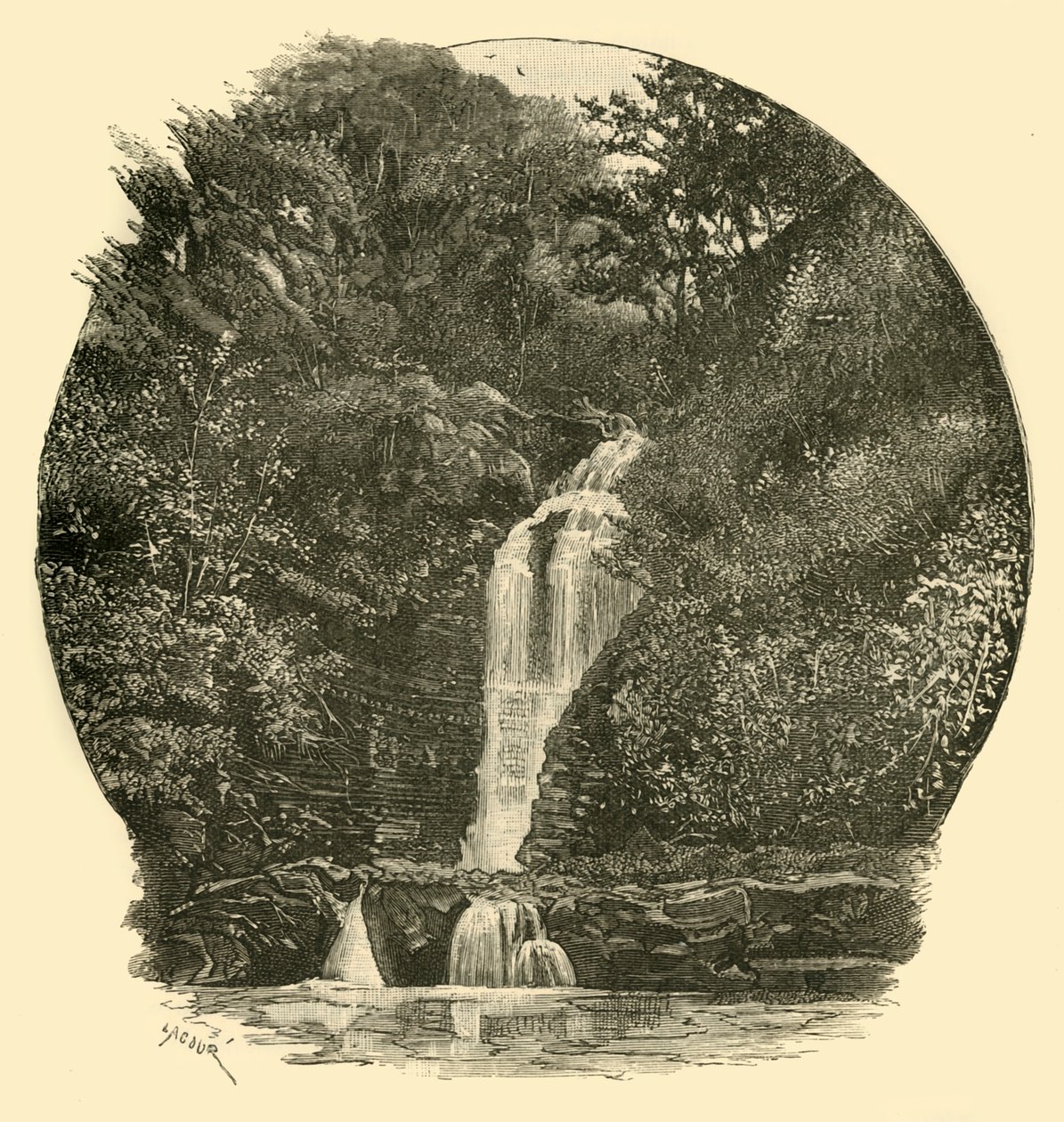 珀尔丁瀑布（Pyrddin Falls），涅山谷（Neath Vale），1898年。 作者 不明