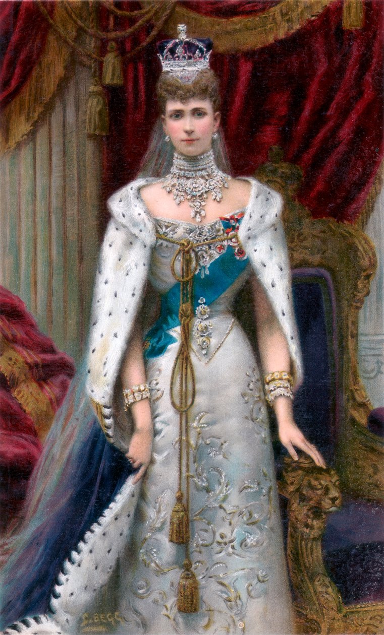 1902年，亚历山德拉女王（Queen Alexandra）身着全副加冕长袍 作者 不明