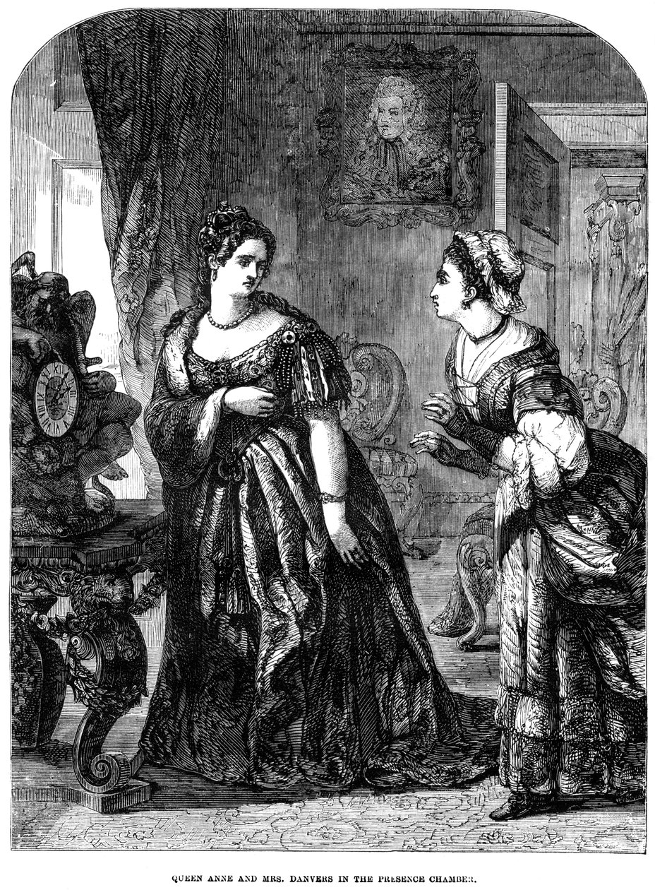 安妮女王（1665-1714）和丹弗斯太太（Mrs Danvers）在候补室 作者 不明