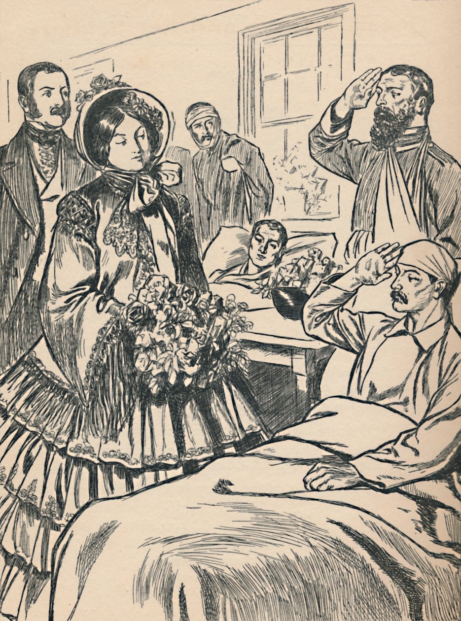维多利亚女王访问她受伤的士兵，约1907年 作者 不明