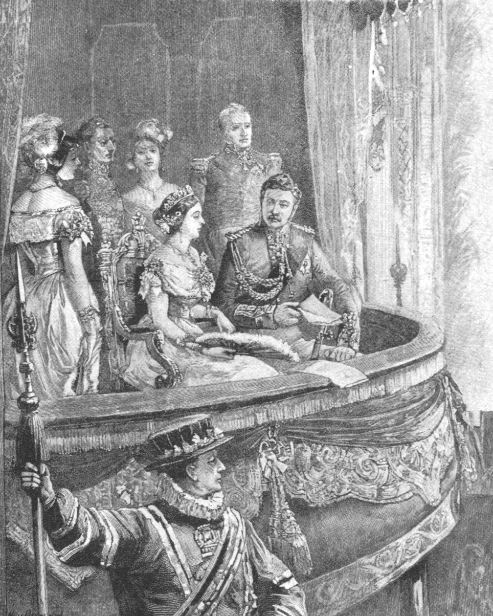 维多利亚女王和皇家妃子在意大利皇家歌剧院的演出，1849年，1901年。 作者 不明