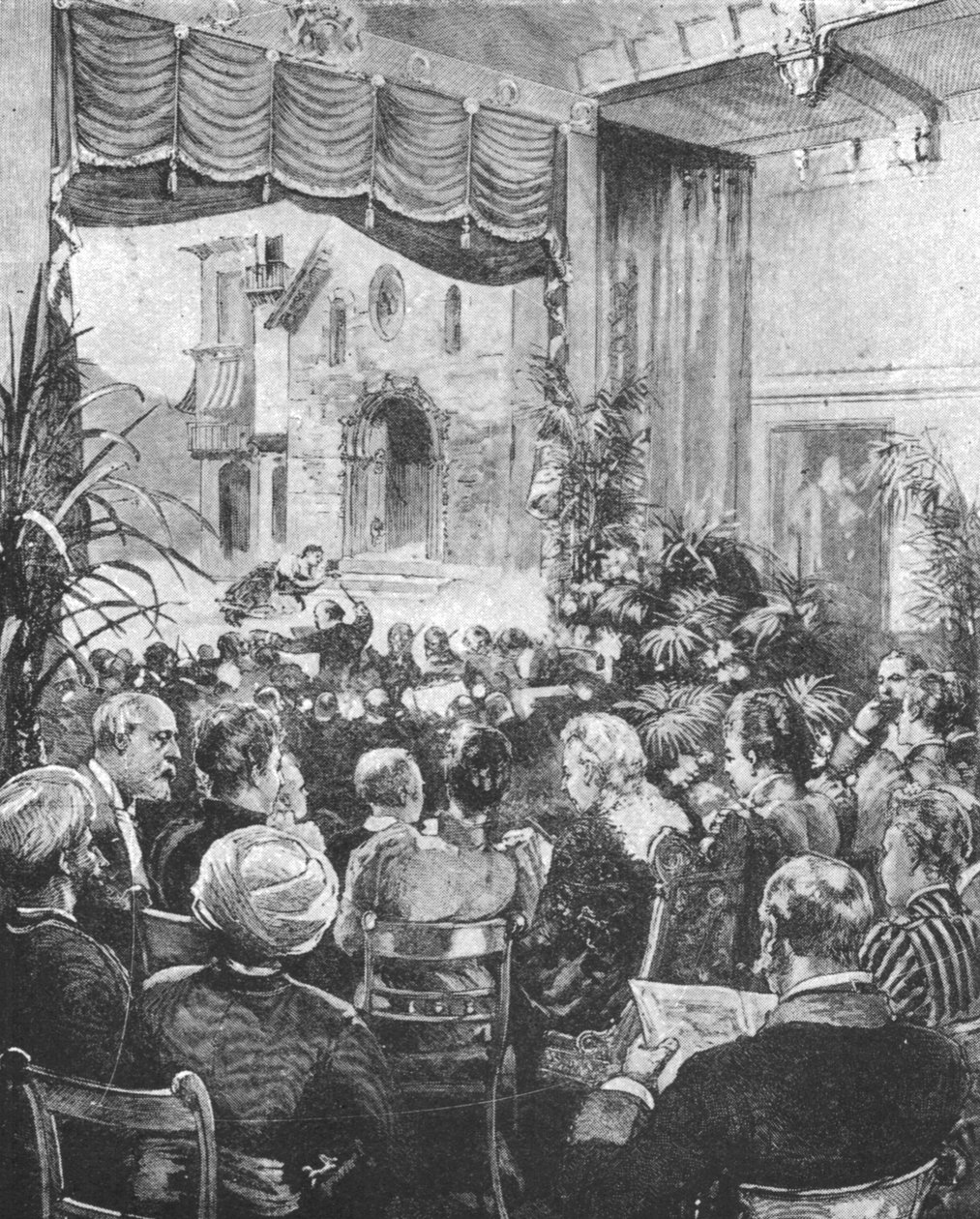 维多利亚女王在1891年于1901年在温莎市聆听Cavalleria Rusticana。 作者 不明