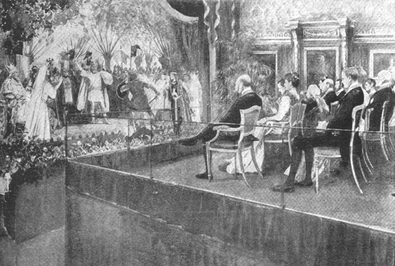 1899年，1901年，维多利亚女王在温莎城堡八十岁生日时聆听Lohengrin的讲话。 作者 不明