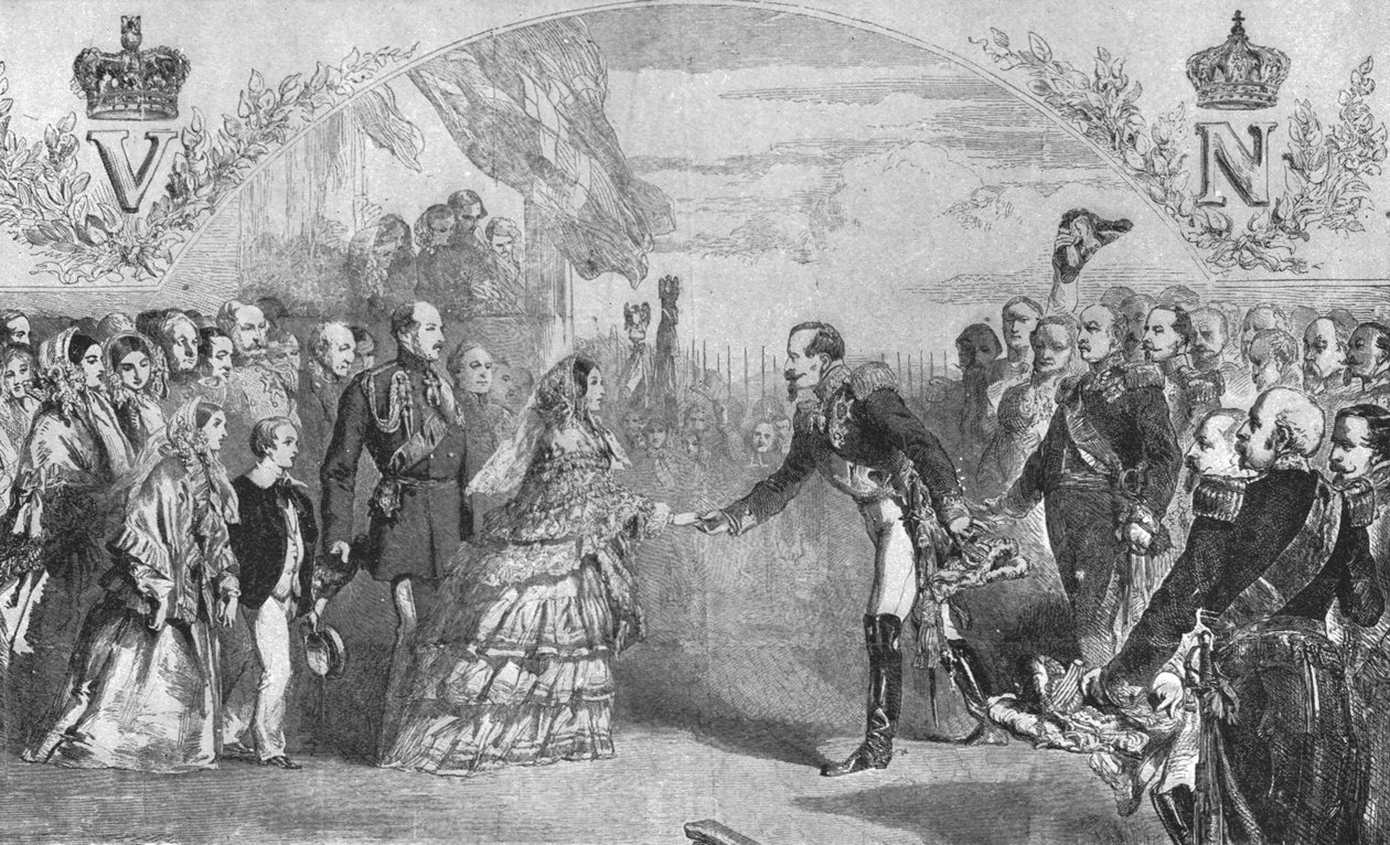维多利亚女王在1855年8月18日，1901年8月18日由拿破仑三世皇帝在布洛涅接待。 作者 不明