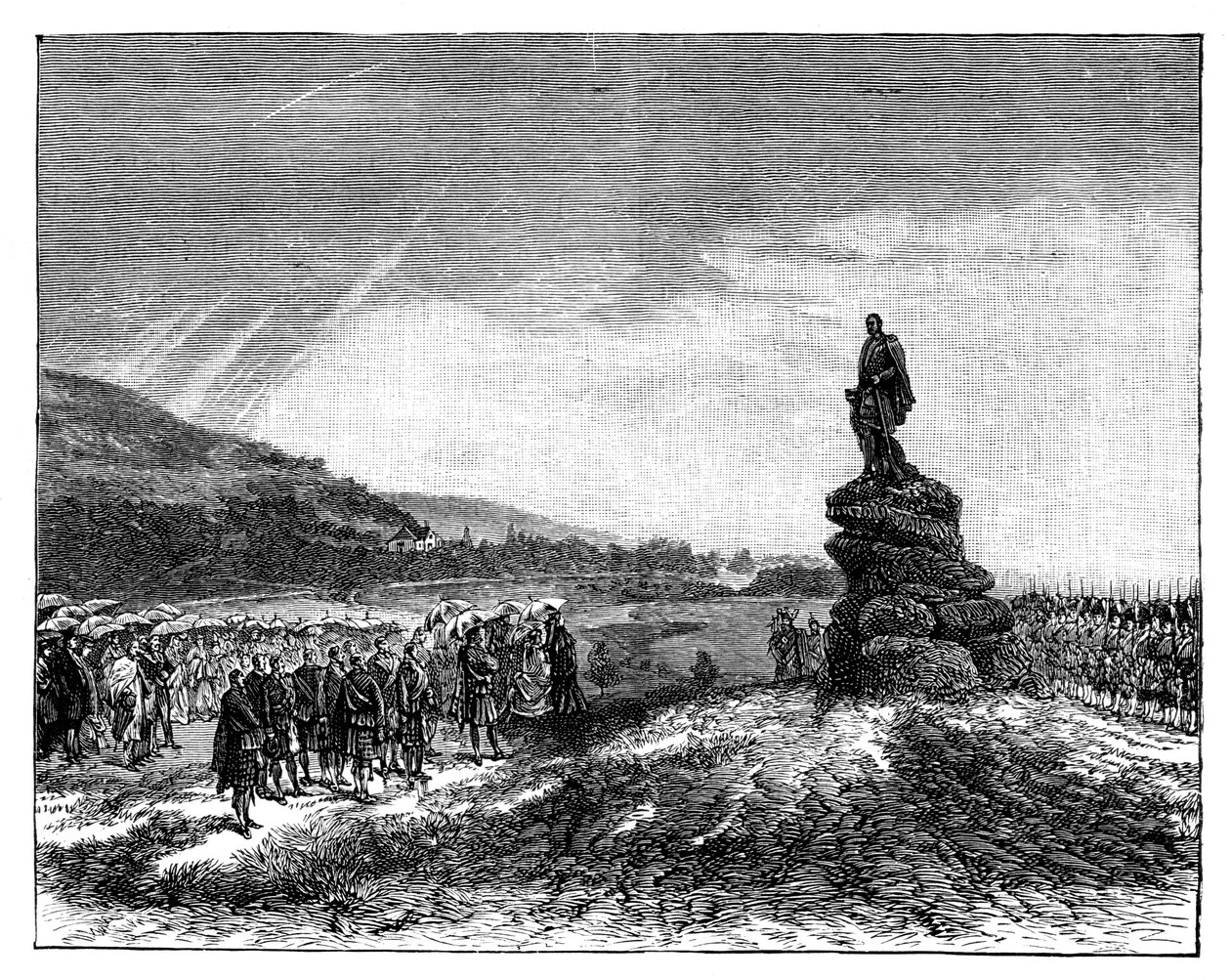 维多利亚女王在1860年代在苏格兰巴尔莫勒尔揭开阿尔伯特亲王雕像 作者 不明