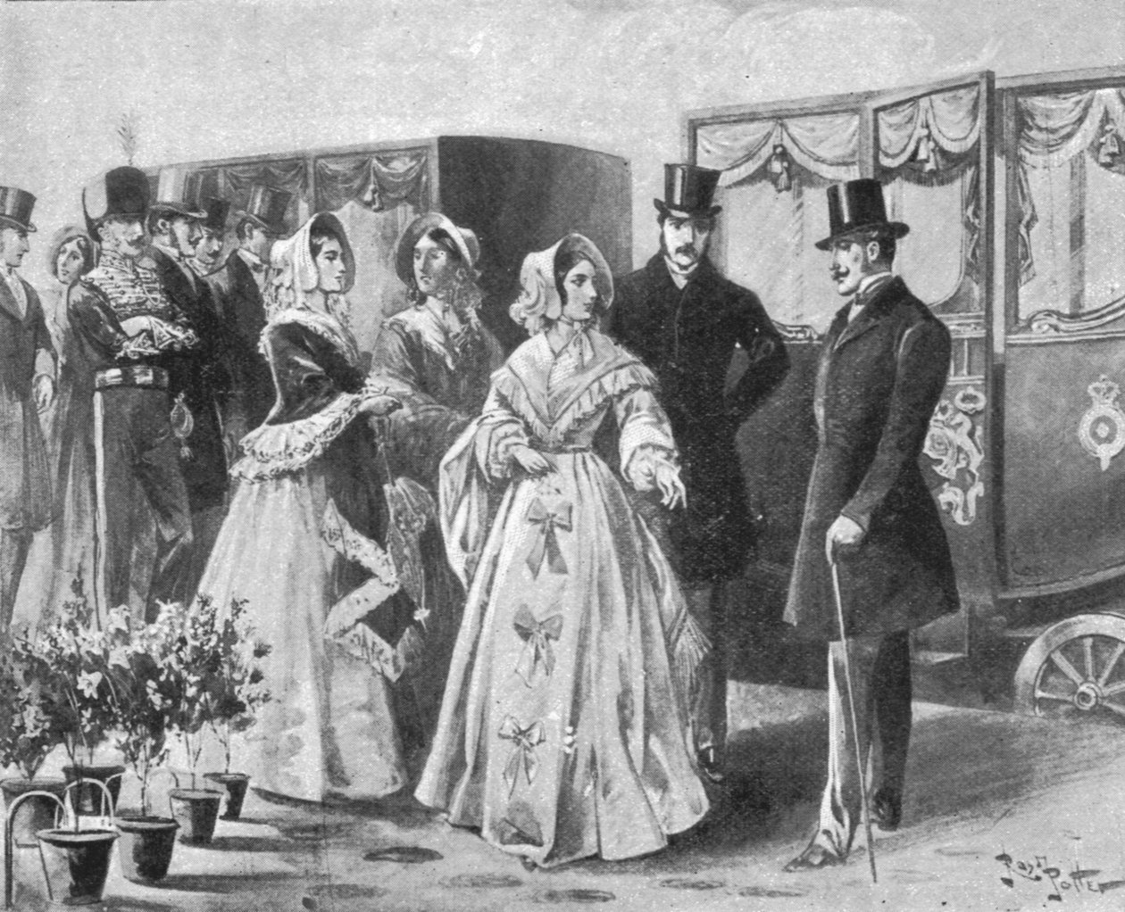 维多利亚女王的第一次火车旅行，从斯劳到帕丁顿，1842年6月13日，1901年。 作者 不明