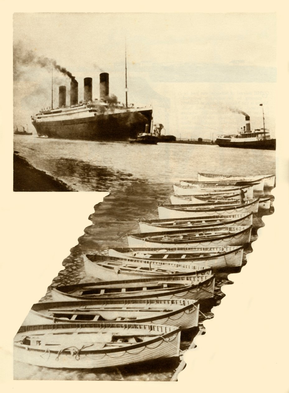 RMS泰坦尼克号和救生艇，1912年，1935年。 作者 不明