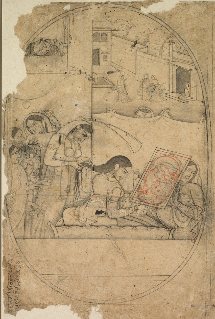 拉达斯的头发被打扮c。 1790-1800。 作者 不明