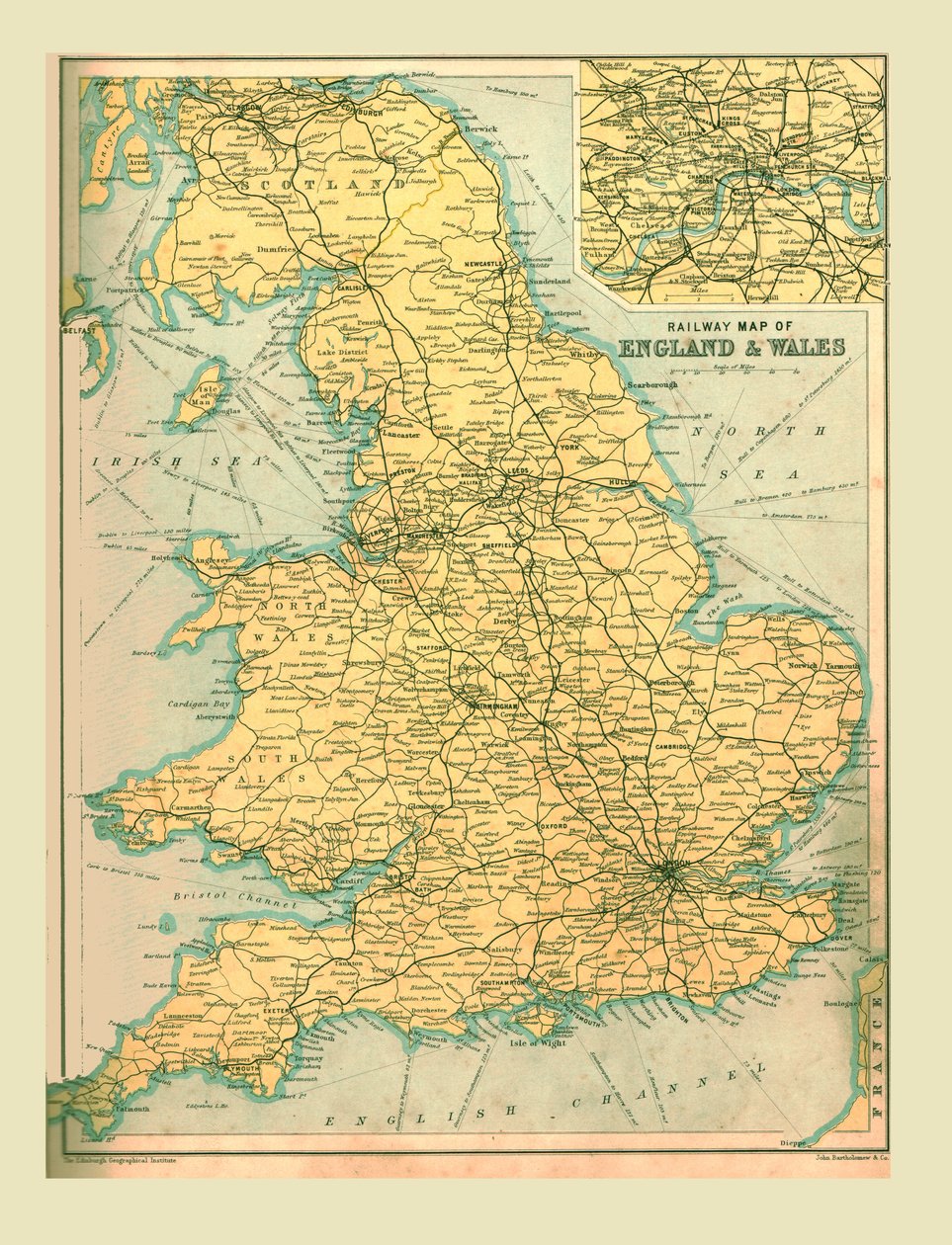 英格兰和威尔士铁路地图，1902年。 作者 不明