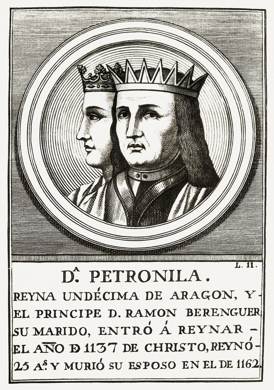Raimond Berenger IV of Barcelona and Petronilla Queen of Aragon, engraving. 作者 不明