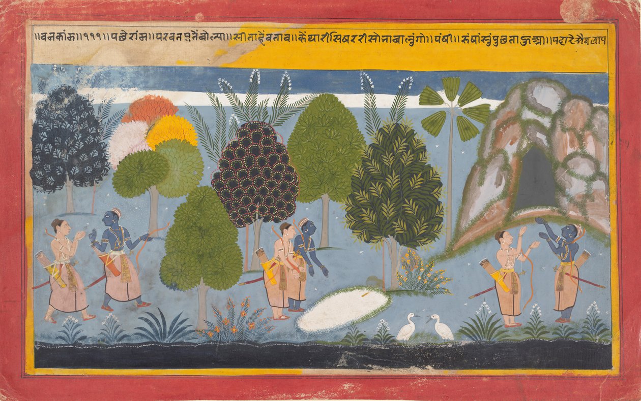 Rama和Lakshmana在徒然中搜寻Sita：插图作品集...，ca。 1680-90。 作者 不明