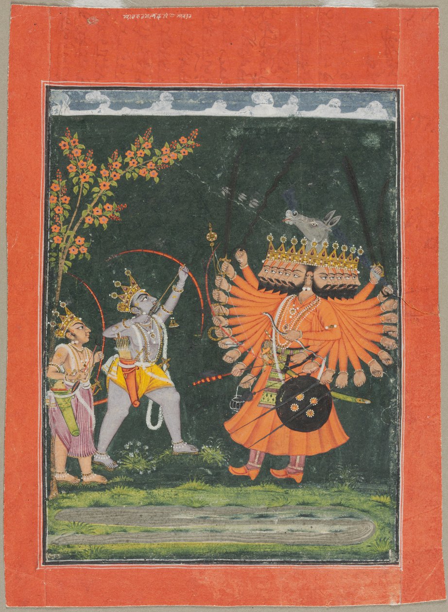 Rama和Laksmana战斗Ravana，c。 1750。 作者 不明